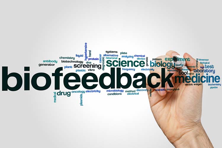 Word cloud showing biofeedback-related terms